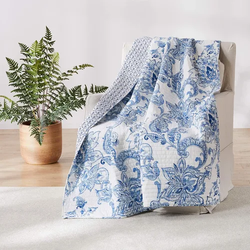 Miniatura 17 de Levtex Home - Juego de colcha Bennett - Colcha individual (80 x 106 pulgadas) y 1 funda estándar (20 x 26 pulgadas) - Paisley floral - Azul y blanco