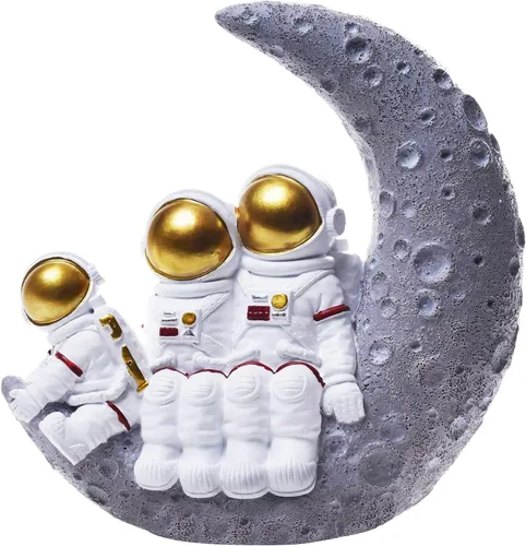 Esculturas familiares de astronautas, familia de 3 figuras de astronautas, decoración de dormitorio con temática espacial, decoración de escritorio,