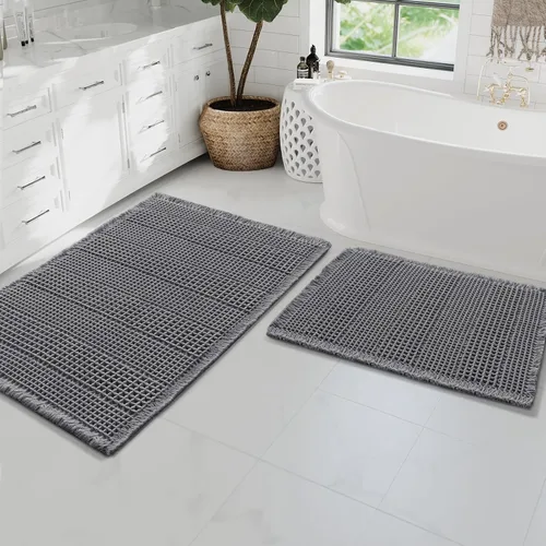 Miniatura 32 de H.VERSAILTEX Alfombra de baño de goma eva súper absorbente, alfombras de baño antideslizantes para piso de baño, alfombras de baño lavables a Crema