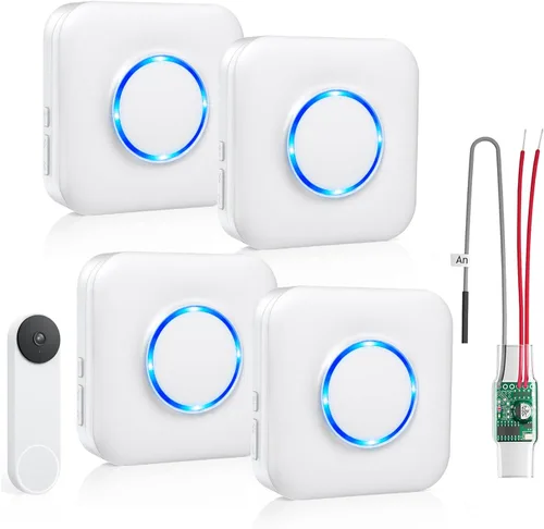 Miniatura 10 de Satisure Timbre inalámbrico para timbre de puerta Google Nest (con cable, 2ª Gen y 3ª Gen) Extensor de timbre con receptor se conecta a 58 timbres