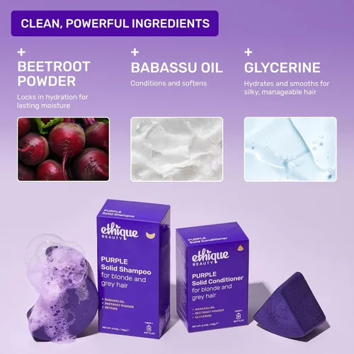 Miniatura 4 de Barra de Acondicionador Morado Ethique para tonificar cabello cobrizo - Sin plástico, sin crueldad, vegano, 2.12 oz - Anteriormente Tone it Down