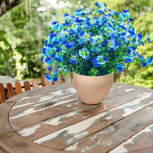 Miniatura 9 de 8 paquetes de flores artificiales para exteriores, resistentes a los rayos UV, flores de plástico sintético para exteriores, patio, jardín, porche
