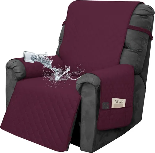 Miniatura 39 de Easy-Going Funda impermeable para sillón reclinable de gran tamaño con bolsillo, 1 funda de sofá reversible para sillón reclinable, protector