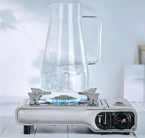 Miniatura 5 de Jarra de vidrio de borosilicato con tapa, 1.8L/60 onzas, resistente al calor, jarra de agua con asa para refrigerador, jarra grande de té helado