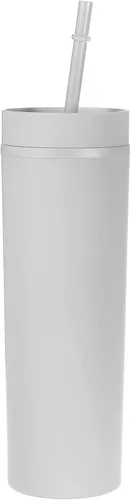 Miniatura 16 de uxcell Vaso delgado con tapas y pajitas, vaso delgado de 16 onzas color negro mate a granel, vaso acrílico pastel reutilizable, vaso de plástico