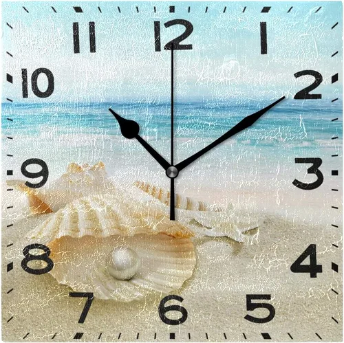 Miniatura 8 de Naanle Reloj de pared cuadrado con estampado de rocas en 3D, 8 pulgadas, funciona con pilas, reloj de escritorio analógico silencioso de cuarzo