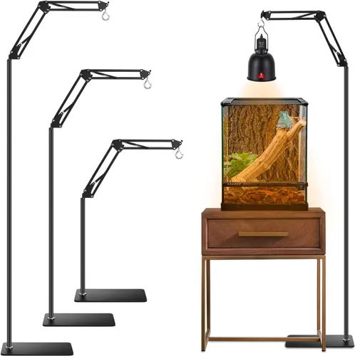 Soporte para Lámpara de Reptiles Soporte de Luz para Reptiles (15.7 pulgadas a 74.3 pulgadas) con Brazo Oscilante Ajustable de 360°, Soporte de