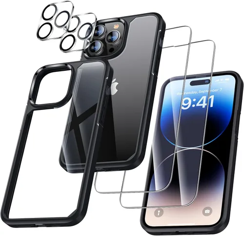 Miniatura 11 de UniqueMe [Diseño 5 en 1 para iPhone 13 Mini ase, paquete de 2 protectores de pantalla de vidrio templado + 2 protectores de lente de cámara