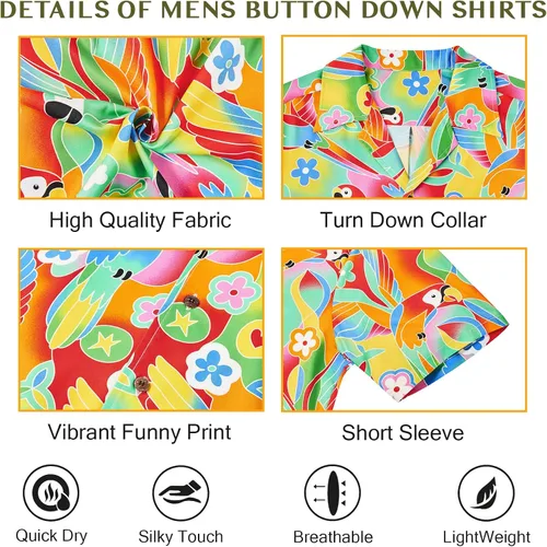 Miniatura 20 de Camisa hawaiana para hombre, con estampado floral, cómoda, con botones, casual, manga corta, ropa de playa para hombre