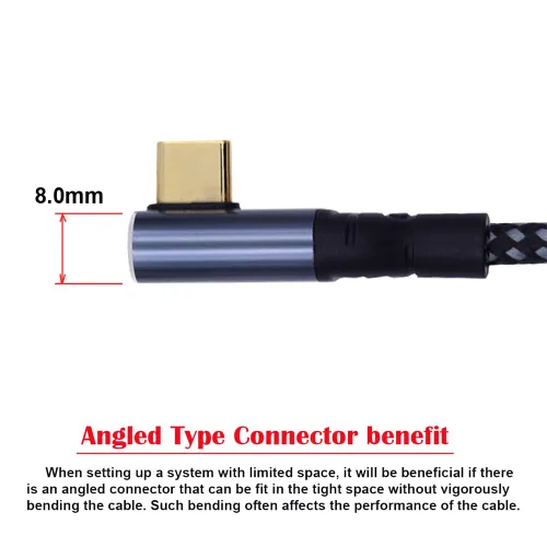 Miniatura 8 de Cable USB-C de 240 W tipo C 480 Mbps 48 V 5 A de perfil bajo en ángulo de 90 grados compatible con USB 2.0 100 W de carga para portátil, tableta