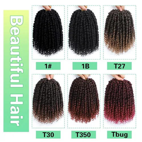 Miniatura 5 de Pelo de ganchillo Passion Twist de 10 pulgadas, 8 paquetes de cabello de ganchillo corto preanudado para mujeres negras, T30
