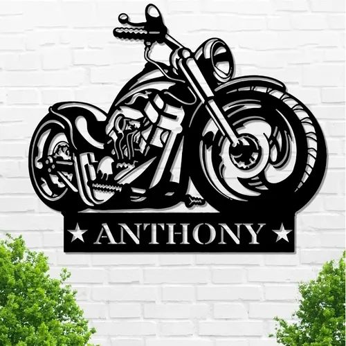 Miniatura 19 de Letrero de metal personalizado para motocicleta, arte de pared de metal con bandera de EE. UU., arte de pared de metal para motocicleta, letrero