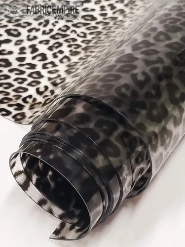 Miniatura 5 de Tela de tapicería de vinilo plástico con estampado de leopardo transparente, calibre 30, 54 pulgadas de ancho, vendido por yarda (marrón)