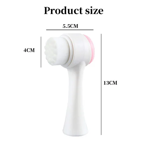 Miniatura 6 de Cepillos faciales de doble cara, cepillo de lavado facial vertical de silicona 3D, cepillo de limpieza facial 2 en 1, cepillo manual de doble acción