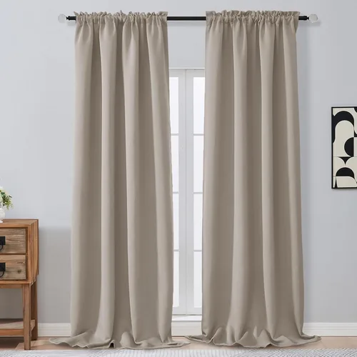 Miniatura 68 de OVZME Cortinas opacas turquesa para tratamiento de ventanas pequeñas, cortinas cortas con bloqueo de luz para ventana de cocina sobre el fregadero
