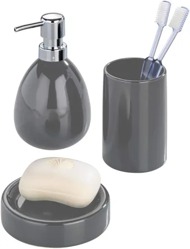 Miniatura 7 de WENKO Dispensador de jabón de manos de cerámica para baño, dispensador de jabón líquido recargable, encimera, botella con bomba para cocina y baño