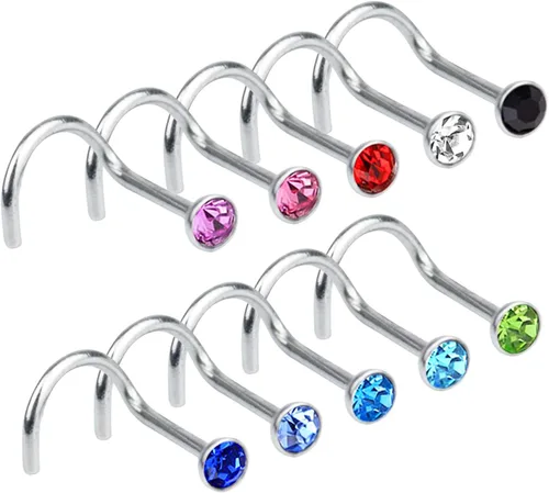Miniatura 3 de Sumdirect Rhinestone acero inoxidable nariz anillo cuerpo joyería, SYNCHKG067468, Multicolor, 1