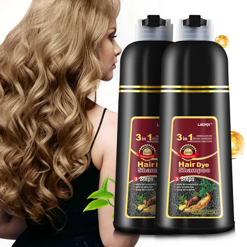 Miniatura 18 de leorx Champú de tinte para el cabello, 3 En 1 Color Miel Claro Champú Tinte para el Cabello Para Refrescar el Cabello Instantáneo Champú Para Light