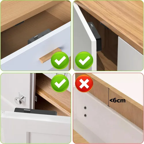 Miniatura 8 de eLinkSmart - Cerradura de cajón oculta para gabinete con tarjeta NFC RFID, aplicación Bluetooth, seguridad infantil, no requiere taladrar para Negro