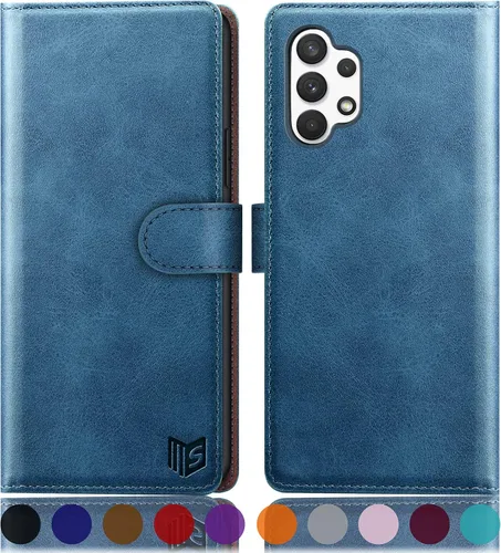 Miniatura 14 de SUANPOT Funda de piel tipo cartera para Samsung Galaxy A32 5G con bloqueo RFID, soporte para tarjetas de crédito, funda de teléfono con tapa tipo