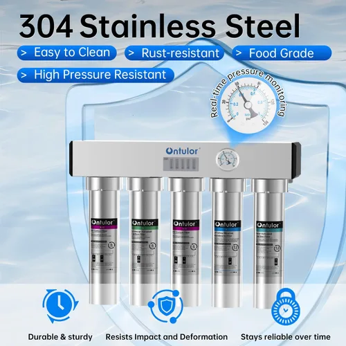Miniatura 2 de Ontulor S2OP-U1 Sistema de filtro de agua para debajo del fregadero, sistema de filtración sin tanque de acero inoxidable de 0.01 micrones