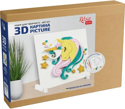 Wise Elk ROSA Talent - Juego de pintura 3D - Unicornio estrella, tablero de fibra imprimado, 7.1 x 7.1 in, mejora la decoración de tu hogar con