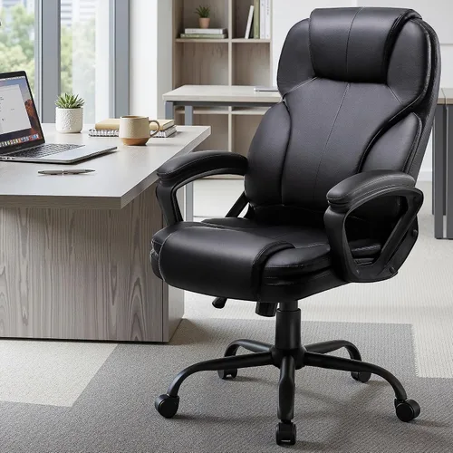 Miniatura 7 de Shintenchi Silla de oficina ejecutiva de respaldo alto, silla ergonómica de escritorio de PU para computadora con inclinación de 3 niveles