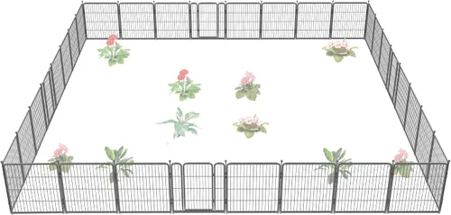 Miniatura 65 de FXW - Valla de jardín metálica y resistente para exteriores, barrera para perros y conejos, fácil instalación, negro, 24 pulgadas de alto x 29.6