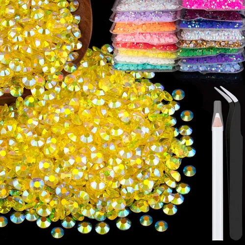 Miniatura 25 de 5000 piezas de diamantes de imitación de resina de 0.118 pulgadas a granel, color verde oscuro AB con parte trasera plana, diamantes de imitación