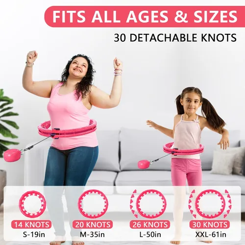 Miniatura 6 de Leann L!fe U1-30 Knots Waist 61”, Magnetic Lock Smart Weighted Hula Hoop for Adults Weight Loss, Infinity Hoop Plus Size, Children Adult Home