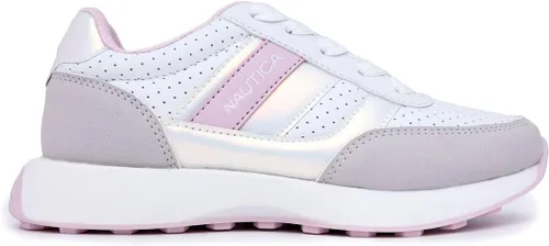 Miniatura 3 de Nautica Zapatos de moda para niñas, tenis bajos con cordones para niños grandes, niños pequeños y niños pequeños (tacón regularsuela de plataforma)