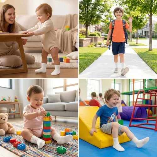 Miniatura 6 de Calcetines antideslizantes para niños pequeños con sujeción, calcetines de algodón sin costuras y lindos para bebés, niños y niñas, 9 pares