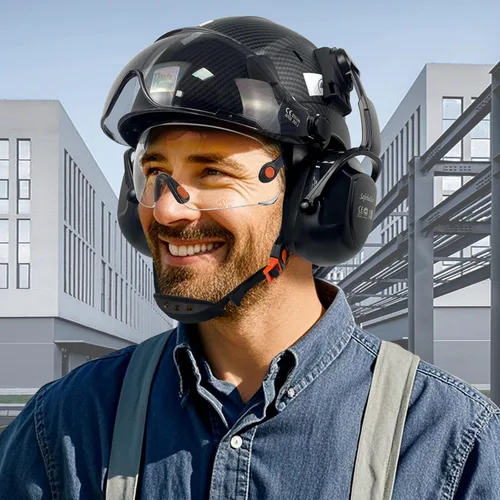 Miniatura 6 de Casco de Seguridad SAFEBUILDER con Gafas de Protección y Orejeras de Fibra de Carbono ABS para Trabajo en Altura, Cascos Duros para Protección