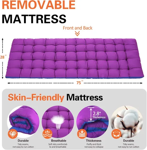 Miniatura 3 de COLMERD Catre de camping con cómodo colchón para dormir con almohadilla resistente cama de camping catre de dormir incluye bolsa de transporte