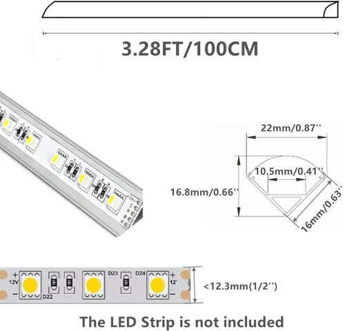 Miniatura 2 de THMOOTHER Paquete de 20 tiras LED en forma de V de 3.3 pies, sistema de difusor de canal de aluminio, cubierta lechosa extruida con conector