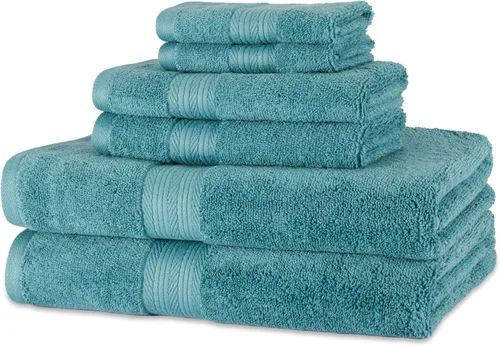 Miniatura 28 de Amazon Basics Juego de toallas de baño suaves, absorbentes, resistentes a la decoloración, 100% algodón, 6 piezas (12 x 12 pulgadas), toallas Carmesí