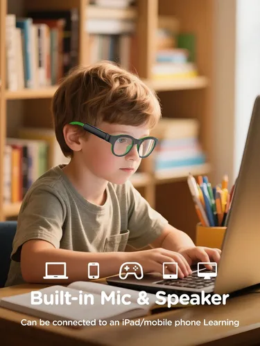 Miniatura 6 de Gafas de luz azul para niños con audio Bluetooth, gafas inteligentes, luz RGB de 7 colores, regalos de gafas inteligentes para niños