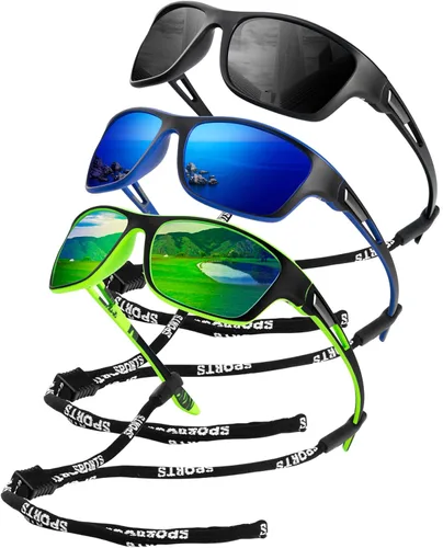 Miniatura 9 de KALIYADI Gafas de sol polarizadas para hombre, gafas de sol deportivas para conducir, ciclismo, pesca, con protección UV Negro mate/azul hielo/azul