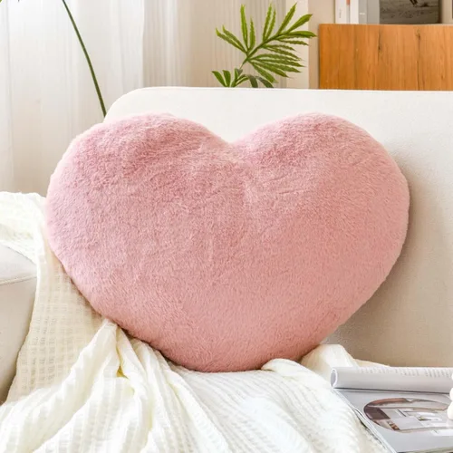 Miniatura 12 de XVTRU Almohadas de corazón rosa melocotón, bonita almohada decorativa de corazón, almohadas en forma de corazón para cama, cojín de felpa de felpa