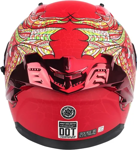 Miniatura 6 de HAX Obsidian Pro Full Face Dual Visor Adult Motorcycle Helmet for Motorbike Street Bike with Pinlock Ready DOT Approved Obsidian Pro Slayer Rojo