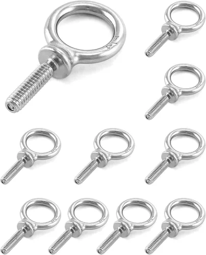 Miniatura 8 de QWORK Perno de ojo, paquete de 10 pernos roscados de acero inoxidable de grado marino UNC de 3/8" x 1-1/4