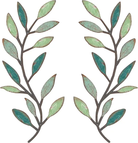 Miniatura 20 de Zhengmy 2 piezas de metal hoja de árbol decoración de pared de hoja de olivo vid hoja de olivo arte de pared sala de estar, decoración de pared