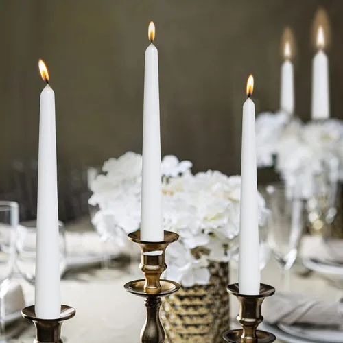 Miniatura 5 de BOLSIUS 60 velas cónicas blancas para el hogar, 10 pulgadas, calidad europea premium, 8 horas de tiempo de combustión, sin perfume, sin goteo y sin