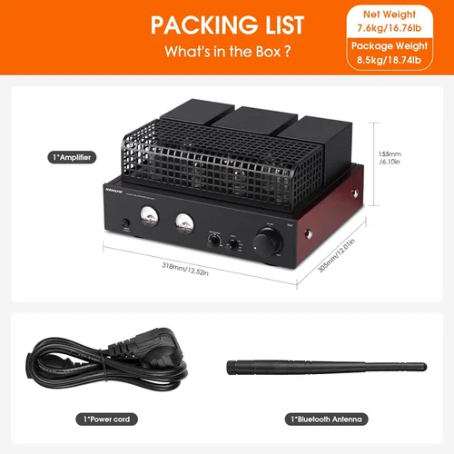 Miniatura 8 de Nobsound Amplificador Bluetooth de alimentación de tubo: válvula de alta fidelidad con medidores de VU duales Reproducción de disco U USB RCA