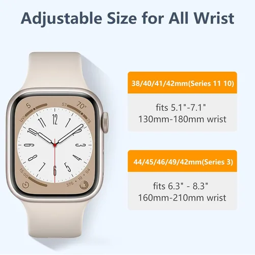 Miniatura 4 de DaQin - Paquete de 8 correas deportivas compatibles con Apple Watch de 38, 40, 41, 42, 44, 45, 46 y 49 mm, correa impermeable de silicona suave