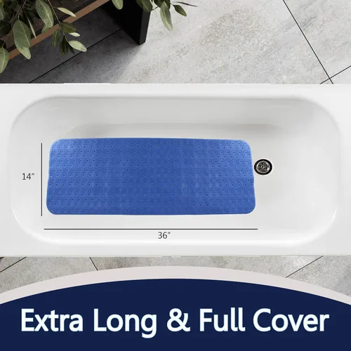 Miniatura 3 de SafeLand - Tapete antideslizante para baño, ducha, bañera de longitud XL, material TPR, ecológico, sin PVC, lavable a máquina, sin olor, con Azul