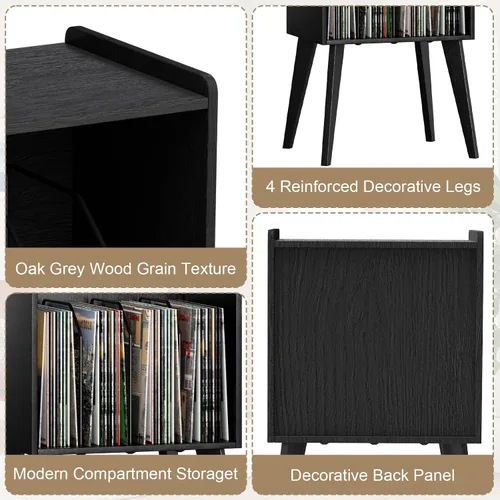 Miniatura 4 de Gannyfer Soporte para tocadiscos: soporte de almacenamiento de discos de vinilo de mediados de siglo con capacidad para hasta 160 álbumes, estante