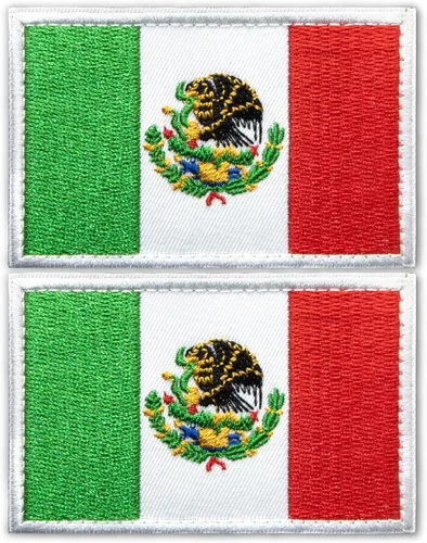 Anley Parches tácticos bordados con la bandera de México (paquete de 2) – 2 x 3 pulgadas bandera mexicana uniforme militar para coser emblema –