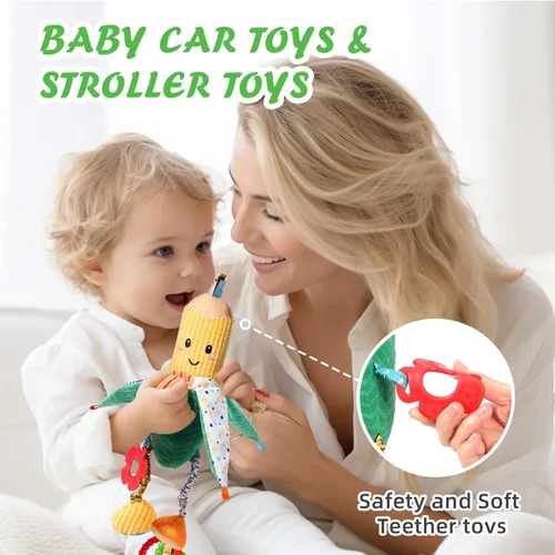 Miniatura 7 de Jollybaby Sonajeros de bebé, juguetes colgantes para asiento de automóvil, cuna, cochecito, gimnasio, juguetes sensoriales Montessori de felpa