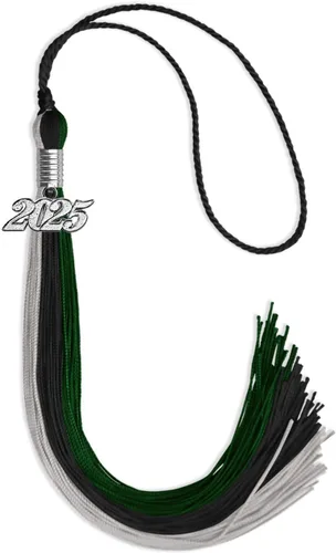 Miniatura 161 de Endea Graduation Borla de triple color con gota de fecha plateada (negro/dorado/granate, 2020)